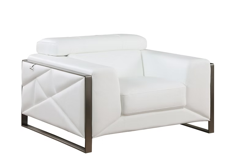 Giorrgio Italian Leather Sofa-Loveseat-Chair Set White