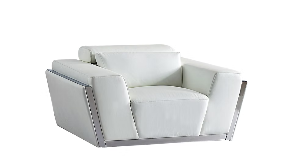 Domo Italian leather Sofa-Loveseat-Chair Set White