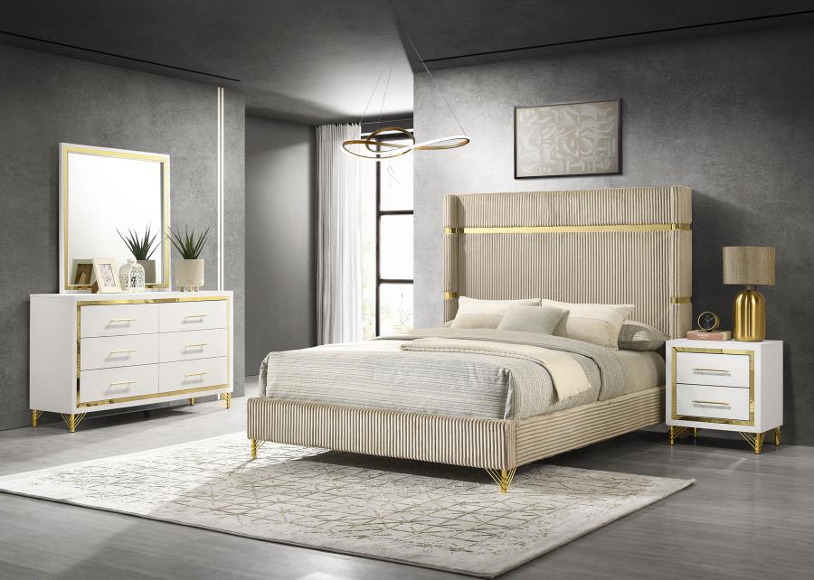 Lucia 5-piece Eastern King Bedroom Set Beige and White